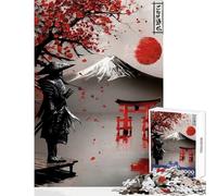 Puzzle per adolescenti 1000 Samurai astratti rosso nero dipinto fai da te giocattoli ottimo regalo per giochi rompicapo gioco aiuta il cervello esercizio dimensioni 38x52cm