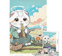 Puzzle per adolescenti 1000 simpatici gatti che mangiano ramen giocattoli per la decorazione della casa regalo di compleanno giochi rilassanti collezione di artisti belle arti dimensioni 38x26cm