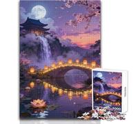 Puzzle per adolescenti 1000 templi giapponesi, ponti e ninfee Divertente e tranquillo gioco di svago Giocattolo artigianale di alta qualità con bordi precisi Dimensioni: 38x26cm