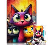 Puzzle per adolescenti 1000 Tre gatti, giocattoli educativi didattici, giochi per famiglie, regali di Babbo Natale segreto per bambini dai 14 anni in su, 38x26cm