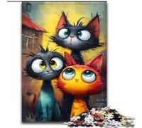 Puzzle per adolescenti 1000 Tre gatti, gioco per famiglie antistress, sfida difficile, rafforza l'amore tra coppie (dimensioni 26x38cm)