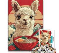 Puzzle per adolescenti 1000 Un simpatico lama e ramen, ma un regalo di compleanno divertente e umoristico per i bambini dai 14 anni in su, 50x75cm