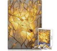 Puzzle per adolescenti 1000 vetrate colorate con cervi, vacanze, giochi per la famiglia, ottimo regalo per i giochi (dimensioni 50x75cm)