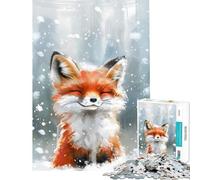 Puzzle per adolescenti 1000 Volpe sorridente nella neve Gioco pratico Giocattolo Gioco intellettuale Regalo di compleanno per donne (Dimensioni 38x52cm)