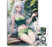 Puzzle per adolescenti 1000 White Anime Fox Girl Staycation Kill Time Gioco pratico Regali di Babbo Natale segreto (dimensioni 38x26cm)