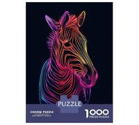 Puzzle Per Adolescenti 1000 Zebra Animal Neon Puzzle Per Adulti Gioco Pratico Antistress Aiuta Ad Allenare Il Cervello 52x38cm/1000pcs