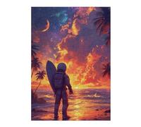 Puzzle Per Adolescenti 1000pcs(38x26cm) Astronaut Surfer Sunset Puzzle Per Adulti, Gioco Rompicapo, Decorazione Perfetta, Interazione Genitore-figlio 1000pcs(38x26cm)