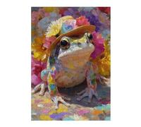 Puzzle Per Adolescenti 1000pcs(38x26cm) Colorful Frog with Hat Puzzle Per Adulti Giocattolo Decorazione Da Parete Decorazione Da Parete Regalo Di Compleanno, Regali, 1000pcs(38x26cm)