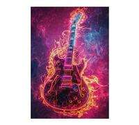 Puzzle Per Adolescenti 1000pcs(38x26cm) Electric Guitar Neon Art Print Puzzle Per Adulti Gioco Pratico Analisi E Logica Interazione Genitore-figlio 1000pcs(38x26cm)