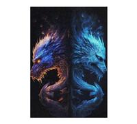 Puzzle Per Adolescenti 1000pcs(38x26cm) Fire & Ice Fantasy Dragon Artwork Puzzle Per Adulti Gioco Rompicapo Vacanza A Casa Passatempo Sfida Educativa 1000pcs(38x26cm)