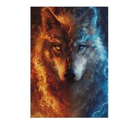 Puzzle Per Adolescenti 1000pcs(38x26cm) Fire & Ice Wolf Art Print -2 Puzzle Per Adulti Gioco Rompicapo Vacanza A Casa Passatempo Sfida Educativa 1000pcs(38x26cm)