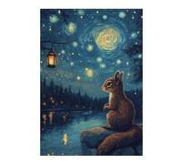 Puzzle Per Adolescenti 1000pcs(38x26cm) Squirrel Under Starry Sky Puzzle Per Adolescenti Gioco Pratico Decorazione Per La Casa Ottimo Regalo Per I Giocatori 1000pcs(38x26cm)