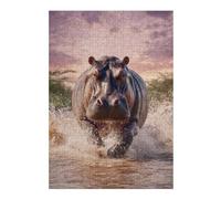 Puzzle Per Adolescenti 1000pcs(38x26cm) Wild Hippo Splash Puzzle Per Adulti Giochi Rilassanti Decorazione Perfetta Regali Unici Per Compleanni E Occasioni Speciali 1000pcs(38x26cm)