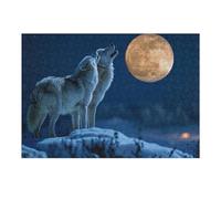 Puzzle Per Adolescenti 1000pcs(38x26cm) Winter Wolves Howling at Moon Puzzle Per Adulti Giocattolo Decorazione Da Parete Difficile Difficile Compleanno E Natale 1000pcs(38x26cm)