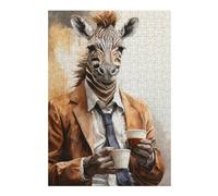 Puzzle Per Adolescenti 1000pcs(38x26cm) Zebra in Suit Holding Coffee Cup Puzzle Per Adulti Giochi Per Famiglie Corsa Di Velocità Manuale Regali Unici Per Compleanno E Natale 1000pcs(38x26cm)