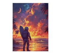 Puzzle Per Adolescenti 1000pcs(52x38cm) Astronaut Surfer Sunset Puzzle Per Adulti Gioco Rompicapo Taglio Di Precisione Divertimento A Casa Attività, 1000pcs(52x38cm)