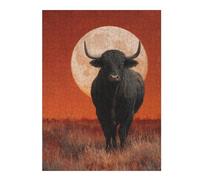 Puzzle Per Adolescenti 1000pcs(52x38cm) Black Bull Under Full Moon Puzzle Per Adulti Gioco Pratico Analisi E Logica Interazione Genitore-figlio 1000pcs(52x38cm)