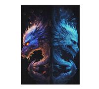 Puzzle Per Adolescenti 1000pcs(52x38cm) Fire & Ice Fantasy Dragon Artwork Puzzle Per Adulti Gioco Rompicapo Taglio Di Precisione Divertimento A Casa Attività, 1000pcs(52x38cm)