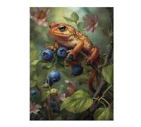 Puzzle Per Adolescenti 1000pcs(52x38cm) Frog with Blueberries in Nature Puzzle Per Adolescenti Gioco Rompicapo Regalo Decorativo Perfetto Per Amici E Familiari 1000pcs(52x38cm)