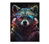 Puzzle Per Adolescenti 1000pcs(52x38cm) Raccoon with Aviator Glasses Puzzle Per Adulti Giochi Rilassanti Corsa Di Velocità Regali Di Natale E Compleanno 1000pcs(52x38cm)