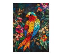 Puzzle Per Adolescenti 1000pcs(52x38cm) Rainbow Parrot Stained Glass Panel Puzzle Per Adulti Giocattolo Decorazione Da Parete Decorazione Da Parete Regalo Di Compleanno, Regali, 1000pcs(52x38cm)