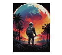 Puzzle Per Adolescenti 1000pcs(52x38cm) Space Explorer on Exotic Beach Puzzle Per Adolescenti Gioco Rompicapo Difficile Aiuta L'esercizio Del Cervello 1000pcs(52x38cm)