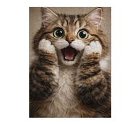 Puzzle Per Adolescenti 1000pcs(52x38cm) Surprised Fluffy Tabby Cat Portrait Puzzle Per Adulti Gioco Per Famiglie Migliora La Memoria Regali Unici Per Compleanno E Natale 1000pcs(52x38cm)