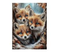 Puzzle Per Adolescenti 1000pcs(52x38cm) Three Fox Cubs in Winter Forest Puzzle Per Adolescenti Gioco Pratico Decorazione Per La Casa Ottimo Regalo Per I Giocatori 1000pcs(52x38cm)