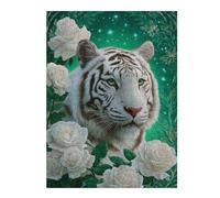 Puzzle Per Adolescenti 1000pcs(52x38cm) White Tiger with Roses Puzzle Per Adolescenti Gioco Rompicapo Regalo Decorativo Perfetto Per Amici E Familiari 1000pcs(52x38cm)