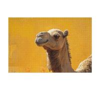 Puzzle Per Adolescenti 1000pcs(75x50cm) Camel Portrait on Yellow Background Puzzle Per Adulti Gioco Rompicapo Sfida Difficile Regali Unici Per Compleanno E Natale 1000pcs(75x50cm)