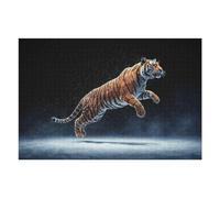 Puzzle Per Adolescenti 1000pcs(75x50cm) Leaping Tiger on Dark Background Puzzle Per Adulti Giocattolo Decorazione Da Parete Difficile Difficile Compleanno E Natale 1000pcs(75x50cm)