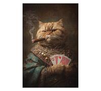 Puzzle Per Adolescenti 1000pcs(75x50cm) Royal Cat with Cigar And Cards Puzzle Per Adulti Gioco Rompicapo Decorazione Perfetta Gioco Stimolante Regali 1000pcs(75x50cm)