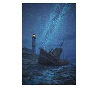 Puzzle Per Adolescenti 1000pcs(75x50cm) Shipwrecked Lighthouse Under Starry Sky Puzzle Per Adulti Gioco Rompicapo Decorazione Perfetta Gioco Stimolante Regali 1000pcs(75x50cm)