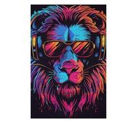 Puzzle Per Adolescenti 1000pcs(75x50cm) Vibrant Lion Headphones Artwork -1 Puzzle Per Adolescenti Gioco Rompicapo Difficile Aiuta L'esercizio Del Cervello 1000pcs(75x50cm)