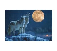 Puzzle Per Adolescenti 1000pcs(75x50cm) Winter Wolves Howling at Moon Puzzle Per Adulti Gioco Per Famiglie Decorazione Perfetta Regali Di Natale E Compleanno 1000pcs(75x50cm)