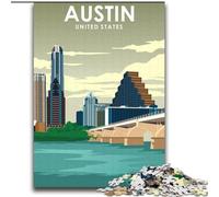 Puzzle per adolescenti 2000 pezzi Austin Texas Travel Poster, aiuta il cervello ad allenarsi, giocattoli avvincenti per coltivare la pazienza, regalo per compleanni 70x100cm