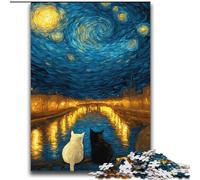 Puzzle per adolescenti 2000 pezzi Cielo stellato Gatto bianco e nero Giocattoli educativi di apprendimento Giochi per famiglie Migliora l'amore tra coppie 70x100cm
