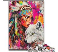 Puzzle per adolescenti 2000 pezzi Il lupo e la ragazza indiana per età 14 anni e oltre Bellissimo gioco di design Bellissimo gioco di design Ottimo regalo 70x100cm