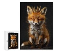 Puzzle Per Adolescenti 300 PCS Animal Fox Cute King Puzzle Per Adulti Giochi Rilassanti Sfida Difficile Attività Divertenti A Casa 300 PCS