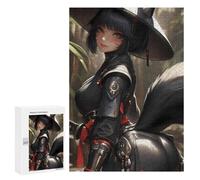 Puzzle Per Adolescenti 300 PCS Anime Fox Girl in Black Outfit Gaming Puzzle Per Adolescenti Migliora La Memoria Per Compleanno, Natale Bellissimo Gioco Dal Design 300 PCS