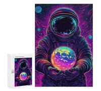 Puzzle Per Adolescenti 300 PCS Astronaut Holding Earth Puzzle Giocattolo Decorazione Da Parete Decorazione Per La Casa Regali Unici Di Compleanno E Natale 300 PCS