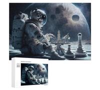 Puzzle Per Adolescenti 300 PCS Astronaut Playing Chess on The Moon Puzzle Per Adulti Gioco Rompicapo Difficile Difficile Unico Compleanno E Regali 300 PCS