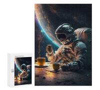 Puzzle Per Adolescenti 300 PCS Astronaut's Coffee Break Puzzle Per Adulti Giocattolo Decorazione Da Parete Taglio Di Precisione Gioco Stimolante Regali 300 PCS