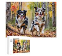 Puzzle Per Adolescenti 300 PCS Autumn Forest Dogs Running Puzzle Divertenti Da Assemblare, Modelli, Regali Unici Per Compleanno E Natale 300 PCS