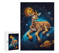 Puzzle Per Adolescenti 300 PCS Baby Giraffe Lying Space Puzzle Per Adulti Gioco Rompicapo Assemblaggio Di Modelli Interazione Genitore-figlio 300 PCS