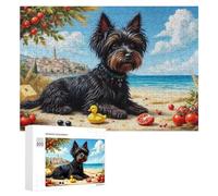 Puzzle Per Adolescenti 300 PCS Beachside Yorkshire Terrier with Tomatoes Puzzle Per Adulti Gioco Rompicapo Difficile Difficile Unico Compleanno E Regali 300 PCS