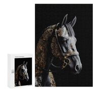 Puzzle Per Adolescenti 300 PCS Black And Gold Horse Puzzle Per Adulti Giochi Rilassanti Sfida Difficile Attività Divertenti A Casa 300 PCS