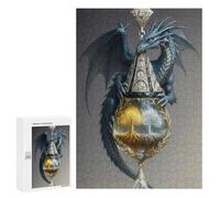 Puzzle Per Adolescenti 300 PCS Blue Dragon with Golden And Silver Trees Puzzle Per Adolescenti Giochi Rilassanti Assemblaggio Di Modelli Regali Unici Per Compleanno E Natale 300 PCS