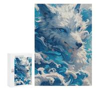 Puzzle Per Adolescenti 300 PCS Blue-Eyed Arctic Wolf Puzzle Per Adolescenti Analisi E Logica Difficile E Stimolante Ottimo Regalo Per I Giocatori 300 PCS