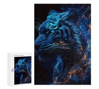 Puzzle Per Adolescenti 300 PCS Blue Flame Tiger Ritratto Puzzle Per Adulti Giochi Rilassanti Taglio Precisione Gioco Sfidante Regali 300 PCS